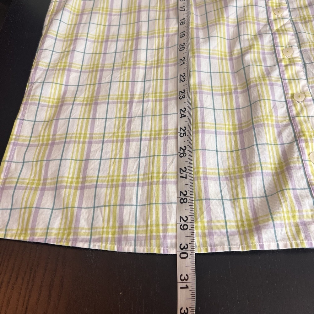 Anthropologie Oversized Boyfriend Pajama Top Sz M Plaid‎  Cotton Short Sleeve PJ - Picture 10 of 10